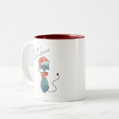 kerstkat-Mok Tweekleurige Koffiemok (Voorkant links)