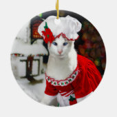 kerstkat - Mrs Claws kerstkat-versiering Keramisch Ornament (Achterkant)