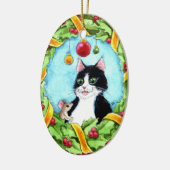 Kerstkat, muis, krans ornament (Links)