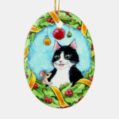 Kerstkat, muis, krans ornament (Achterkant)