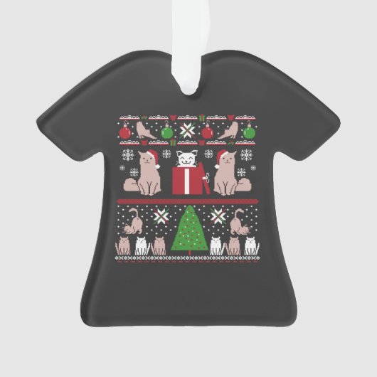 Kerstkat Oegly Sweater T-Shirt Ornament (voorkant)