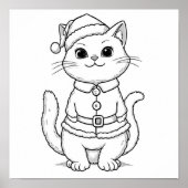 Kerstkat om te kleuren poster (Voorkant)