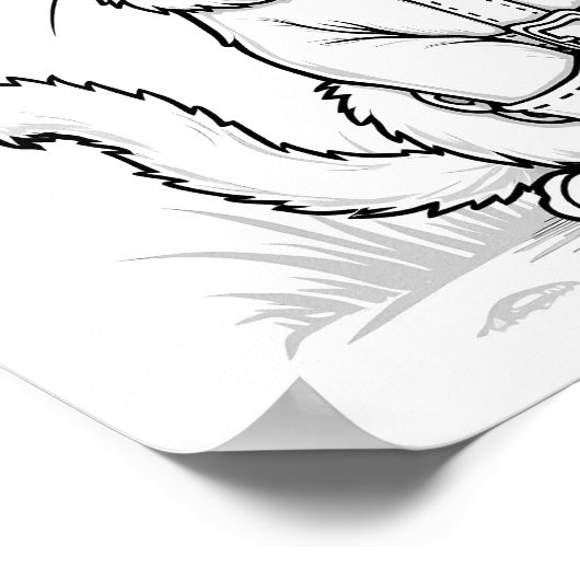 Kerstkat om te kleuren poster (Hoek)