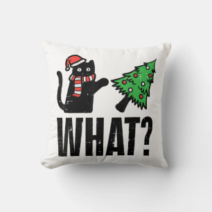 Kerstkat omverwerpende Kerstboom Grappig Kussen
