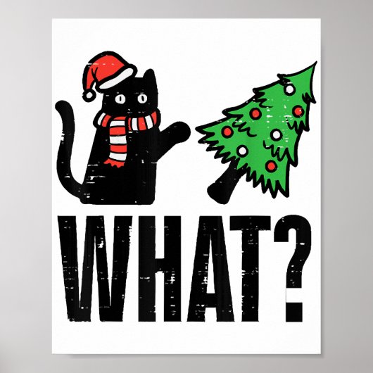Kerstkat omverwerpende Kerstboom Grappig Poster (Voorkant)