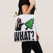 Kerstkat omverwerpende Kerstboom Grappig Tote Bag (Dichtbij)