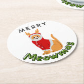 kerstkat-Onderzetters Ronde Kartonnen Onderzetter (Gebogen)