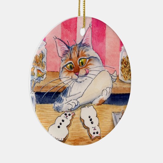 kerstkat, ontbijtkoek Snowman-ornament Keramisch Ornament (Rechts)