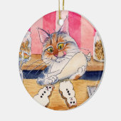 kerstkat, ontbijtkoek Snowman-ornament Keramisch Ornament (Links)