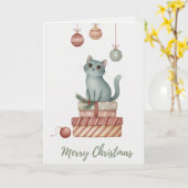 Kerstkat op cadeau dozen kaart (Gele Bloem)