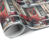 Kerstkat op de deurmat cadeaupapier (Rol Hoek)