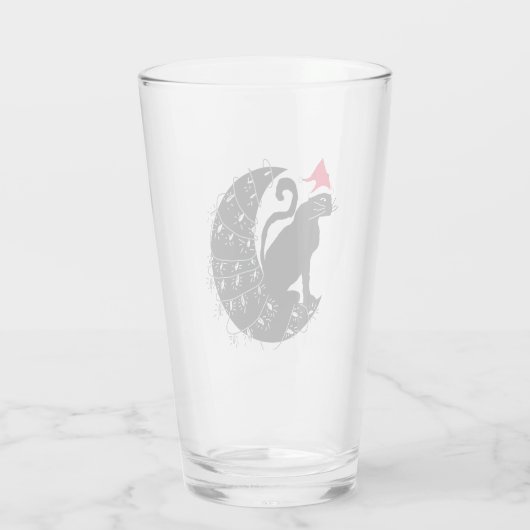 kerstkat op de maan Drink glas (Achterkant)