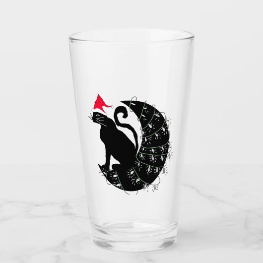 kerstkat op de maan Drink glas (Voorkant)