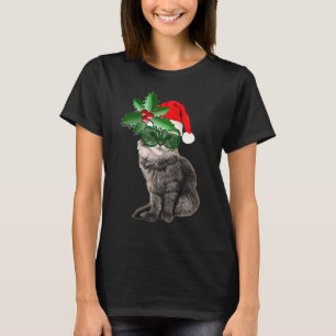 kerstkat op kerstbal achtergrond t-shirt