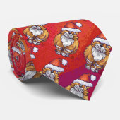 Kerstkat op rood stropdas (Opgerold)