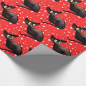kerstkat op sterren cadeaupapier (Hoek)
