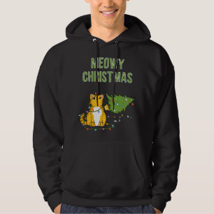 kerstkat Oranje tijgertablet kat kerstboom c Hoodie