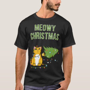 kerstkat Oranje tijgertablet kat kerstboom c T-shirt