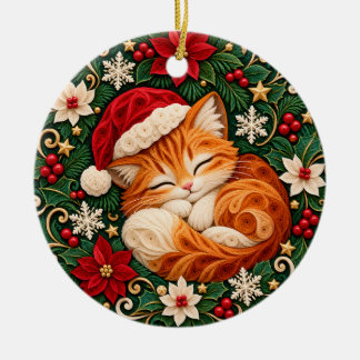 Kerstkat Ornament Kute Slapende Kat Vakantie