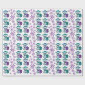 Kerstkat paarse-blauwgroen inpakpapier (Vlak)