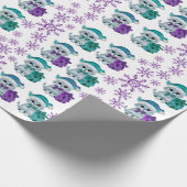 Kerstkat paarse-blauwgroen inpakpapier (Hoek)