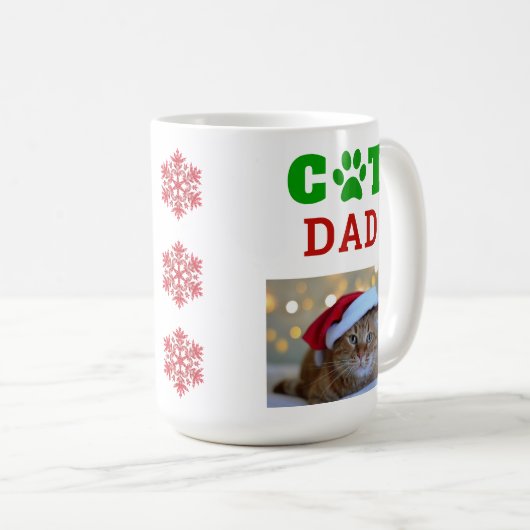 Kerstkat Papa Paw Print Snowflake Koffiemok (Voorkant rechts)