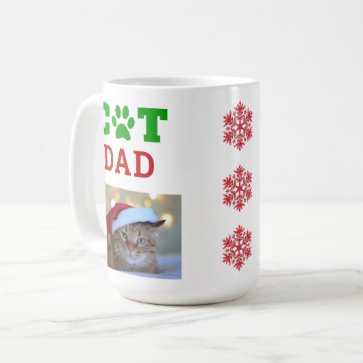 Kerstkat Papa Paw Print Snowflake Koffiemok (Voorkant links)