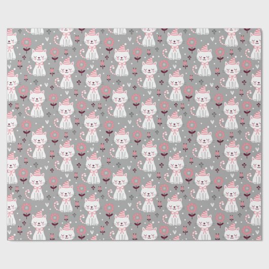 kerstkat — papierbladen cadeaupapier (Vlak)