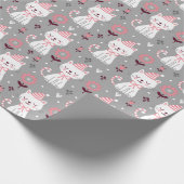 kerstkat — papierbladen cadeaupapier (Hoek)