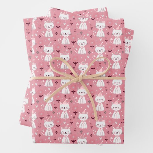 kerstkat — papierbladen inpakpapier vel (In situ)