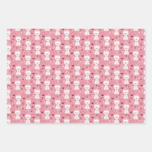 kerstkat — papierbladen inpakpapier vel (Voorkant)