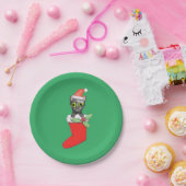 kerstkat papieren bordje (Feest)