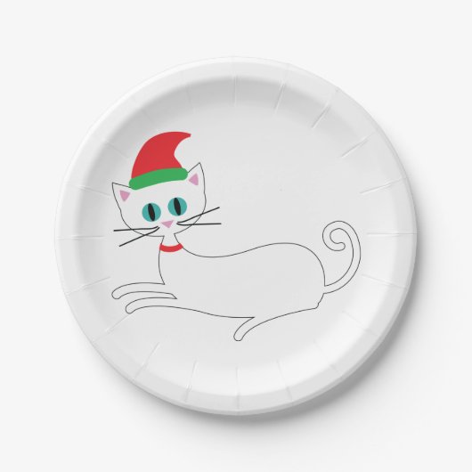kerstkat papieren bordje (Voorkant)