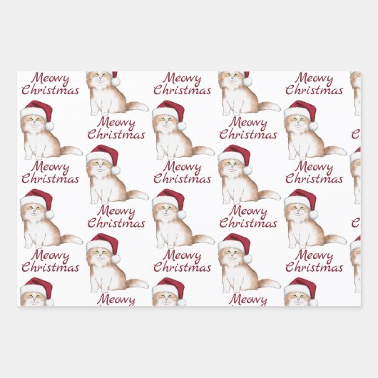 kerstkat-patroon inpakpapier vel (Voorkant)