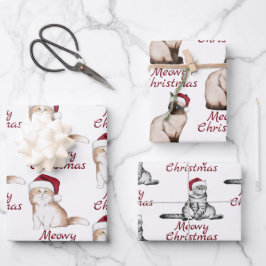 kerstkat-patroon inpakpapier vel