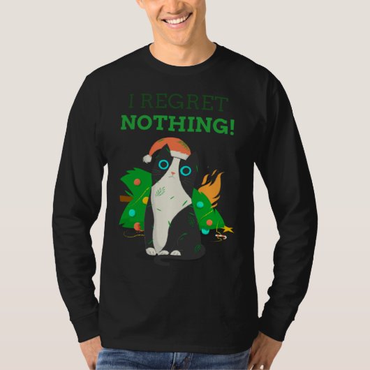 Kerstkat perfect, niets spijt ik t-shirt (Voorkant)