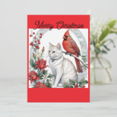 Kerstkat Plat Kerstkaart (Staand voorkant)