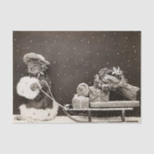 kerstkat Pulling a Sled of Cadeaus Tissuepapier (Voorkant)