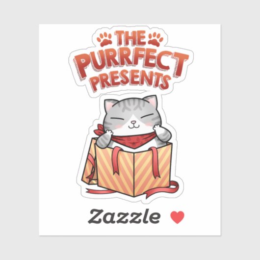 Kerstkat Purrfect Cadeaus Sticker (Vel)