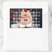 kerstkat rechthoekige sticker (Tas)