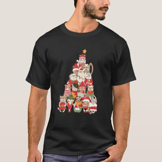 Kerstkat Ree Prettig Kerstfeest Retro Groovy T-shirt (Voorkant)