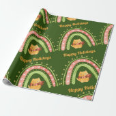 Kerstkat & Regenboog Inpakpapier (Uitgerold)