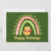 Kerstkat & Regenboog Persoonlijke Kerstkaart (Voorkant)