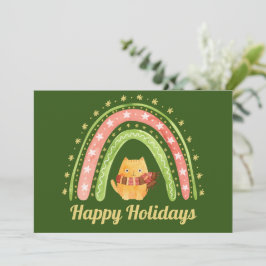 Kerstkat & Regenboog Persoonlijke Kerstkaart