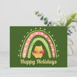 Kerstkat & Regenboog Persoonlijke Kerstkaart