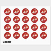 Kerstkat rendier rood Feestdagen  Ronde Sticker (Vel)