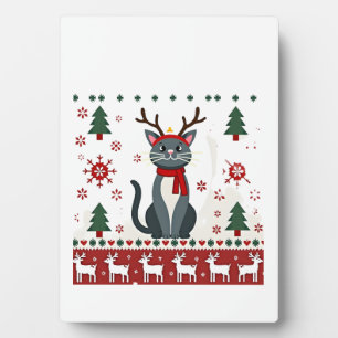 Kerstkat Rendier Verschrikkelijke Kerst Sweater T- Fotoplaat