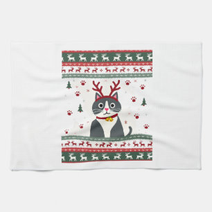 Kerstkat Rendier Verschrikkelijke Kerst Sweater T- Theedoek