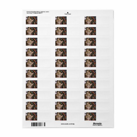kerstkat-retourlabels etiket (Full Sheet)