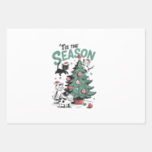 Kerstkat Retro Tis het seizoen Meowy Catmas  Inpakpapier Vel (Voorkant)